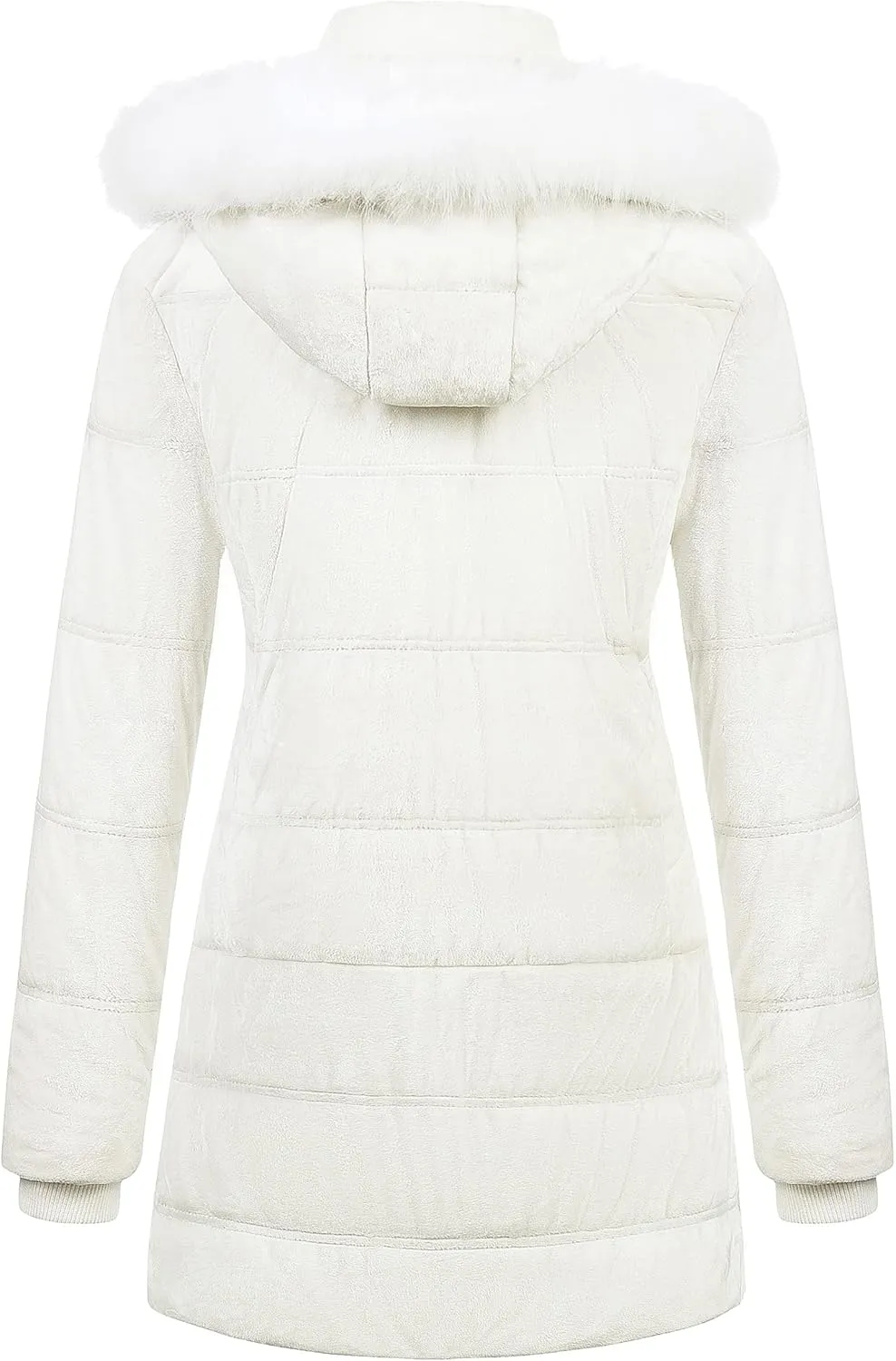 Chrisuno Women's Warm Winter Coat Velvet Puffer Jacket Quilted Faux Fur Hood