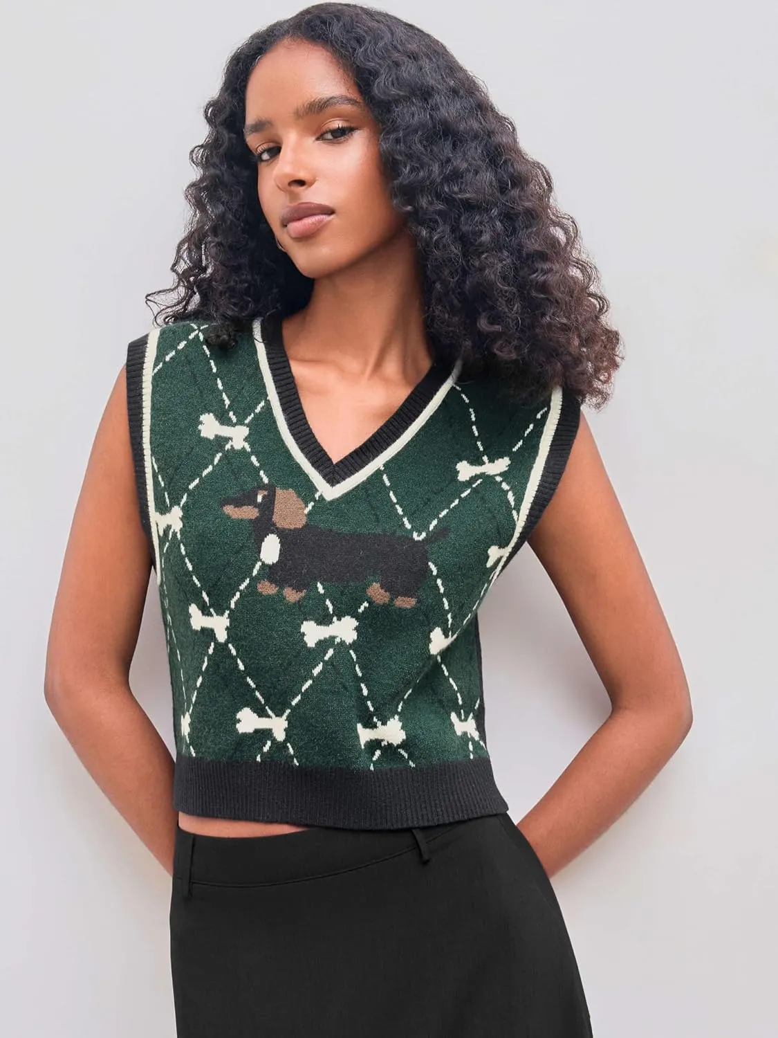 CIDER Puppy Argyle Knit Vest
