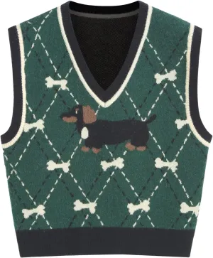 CIDER Puppy Argyle Knit Vest