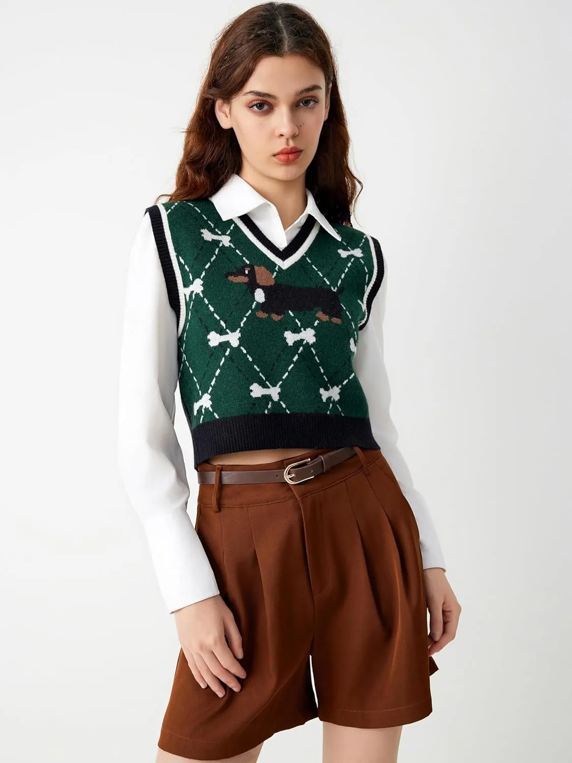 CIDER Puppy Argyle Knit Vest
