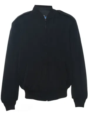 Classic Black Zip-Front Bomber Jacket - XL