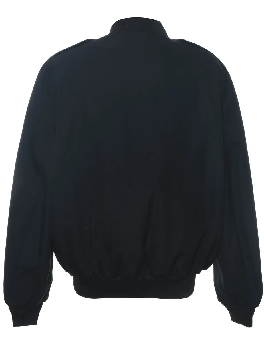 Classic Black Zip-Front Bomber Jacket - XL