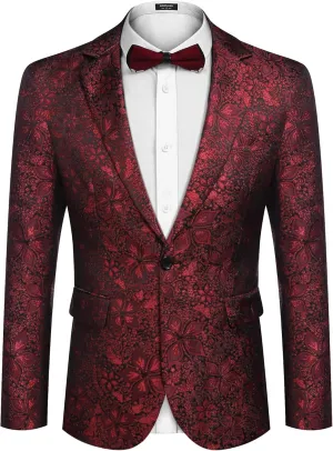 COOFANDY Mens Floral Tuxedo Jackets Slim Fit Suit Blazer Jacket for Wedding Dinner Prom