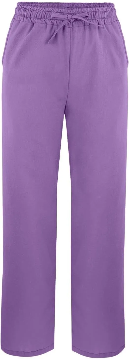 Cottin Linen Womens High Waist Casual Pants Relax Fit Drawstring Elastic Waist with Pockets Leg Lounge Summer Outfits