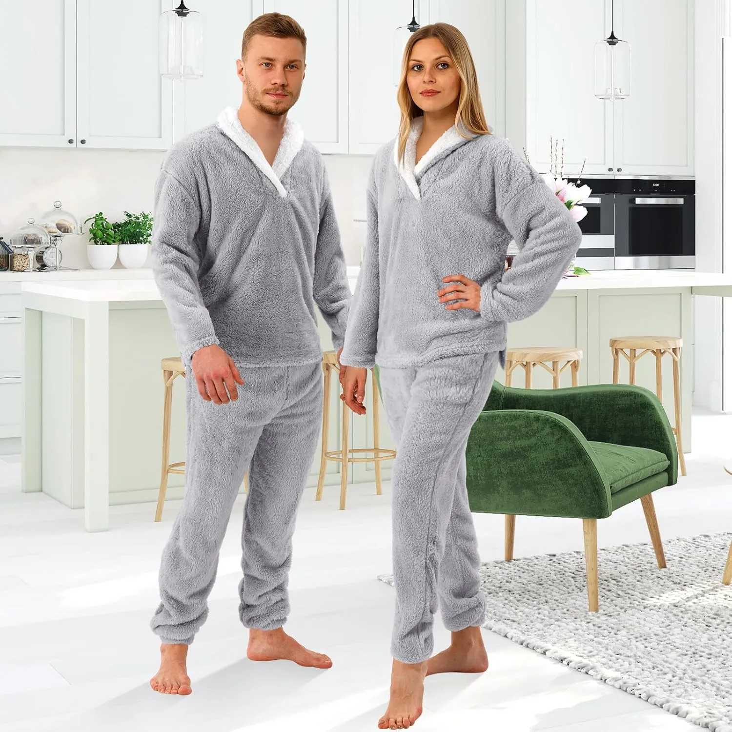 Cuffbow Fluffy Pajamas Set for Women Men Kids Family Fleece Pajamas Set Fuzzy Pjs Set Warm Sleepwear Pjs for Winter