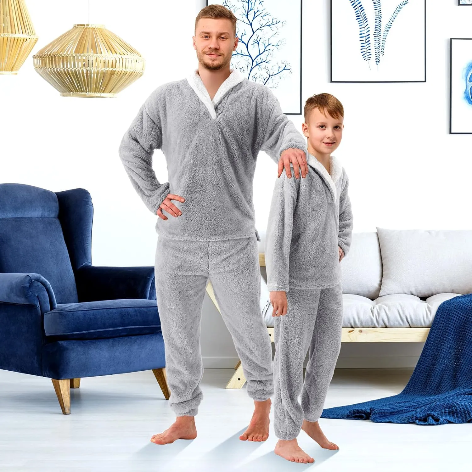 Cuffbow Fluffy Pajamas Set for Women Men Kids Family Fleece Pajamas Set Fuzzy Pjs Set Warm Sleepwear Pjs for Winter