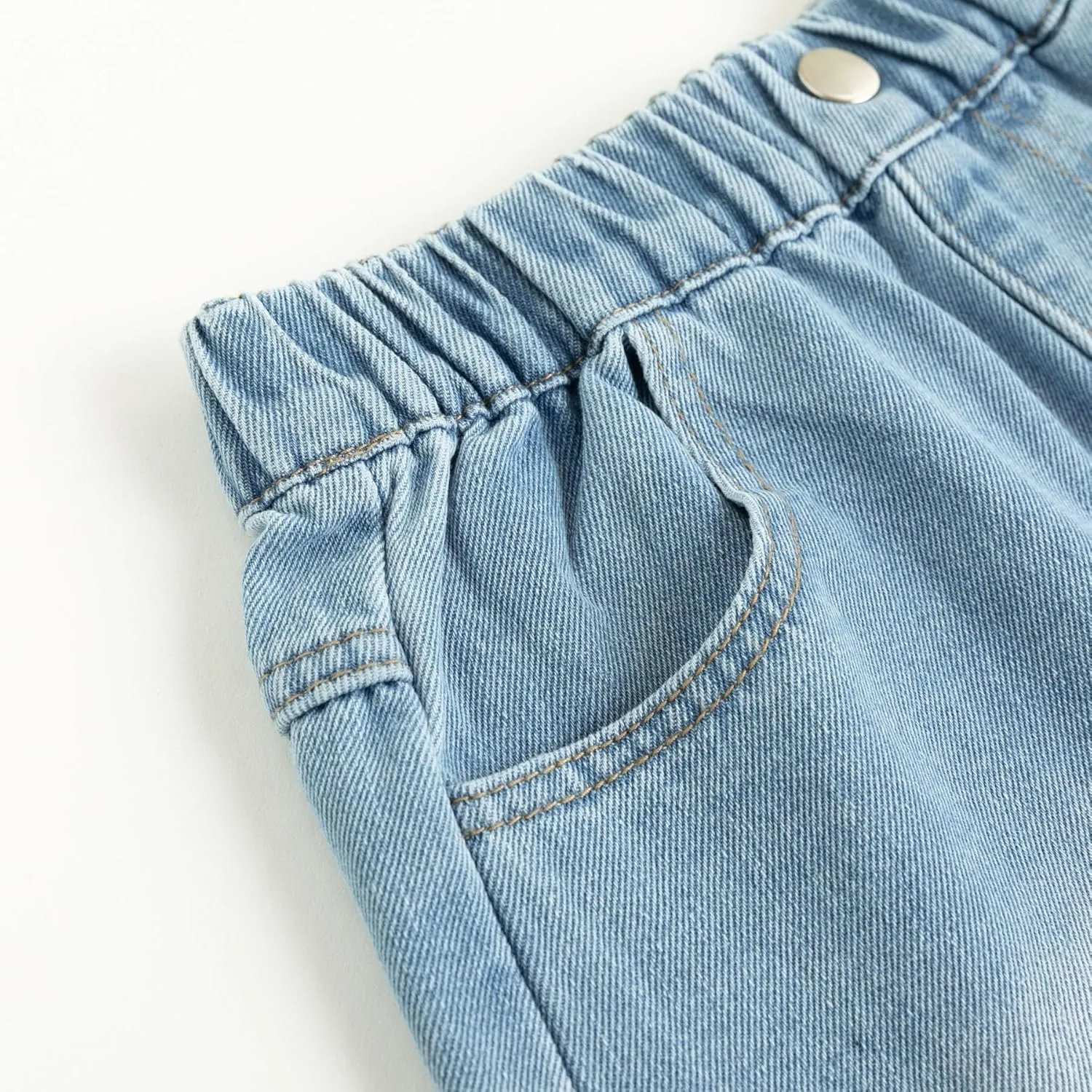 Curipeer Girls Embroidered Star Printed High Waistband Jeans with Pockets 5-14T
