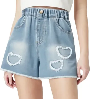 Curipeer Girls Embroidered Star Printed High Waistband Jeans with Pockets 5-14T