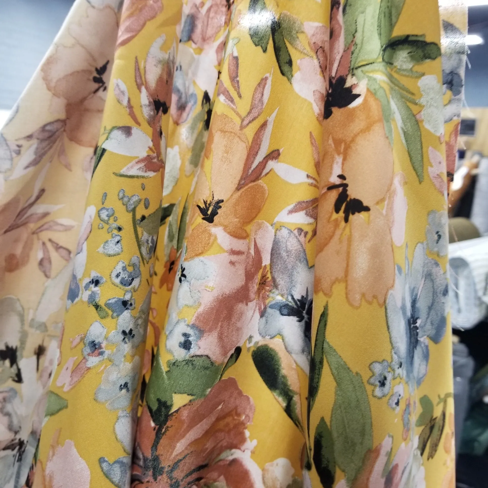 Dalia Viscose Poplin Ochre Multi Floral Resort Wear Print Woven 3.6 oz - by the yard