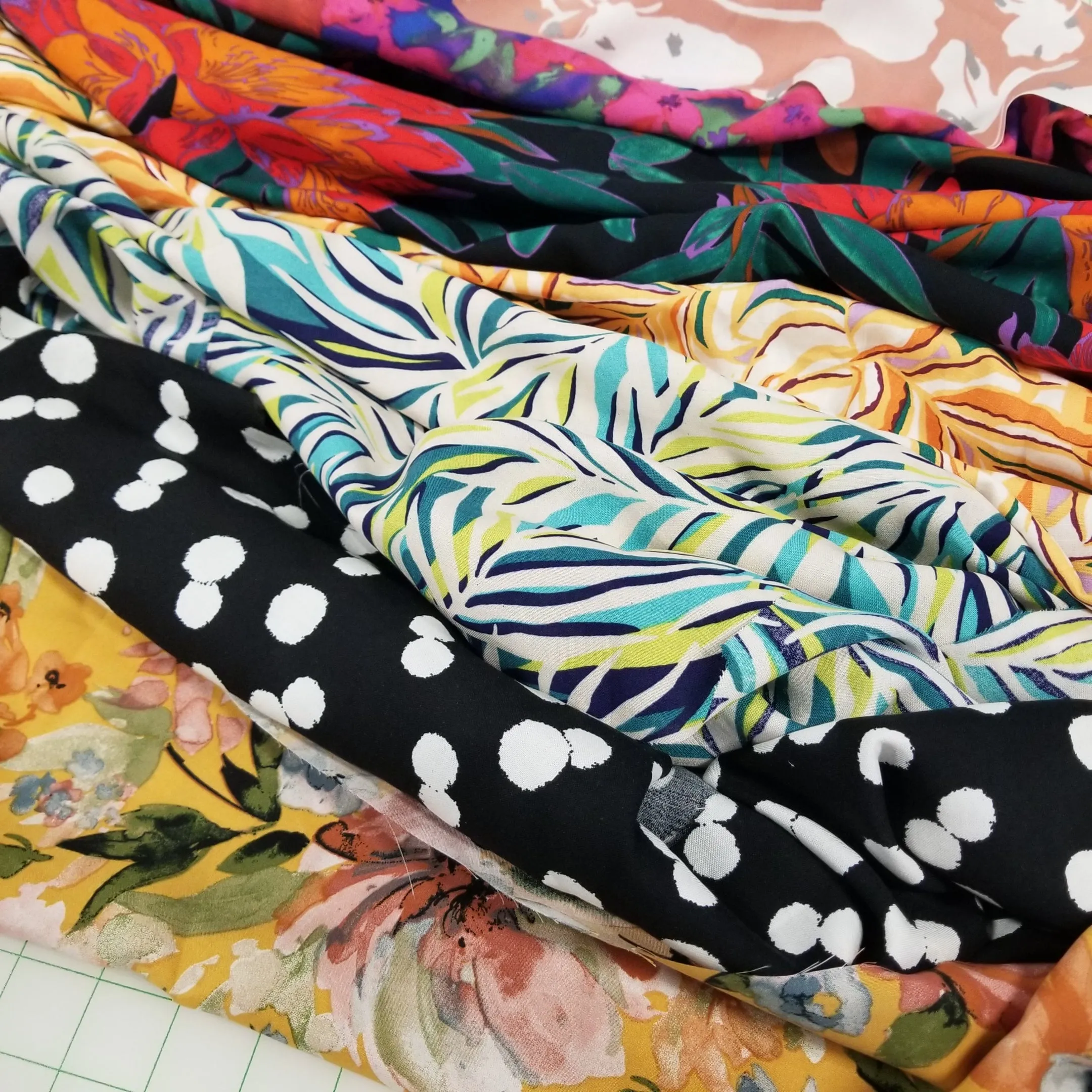 Dalia Viscose Poplin Ochre Multi Floral Resort Wear Print Woven 3.6 oz - by the yard
