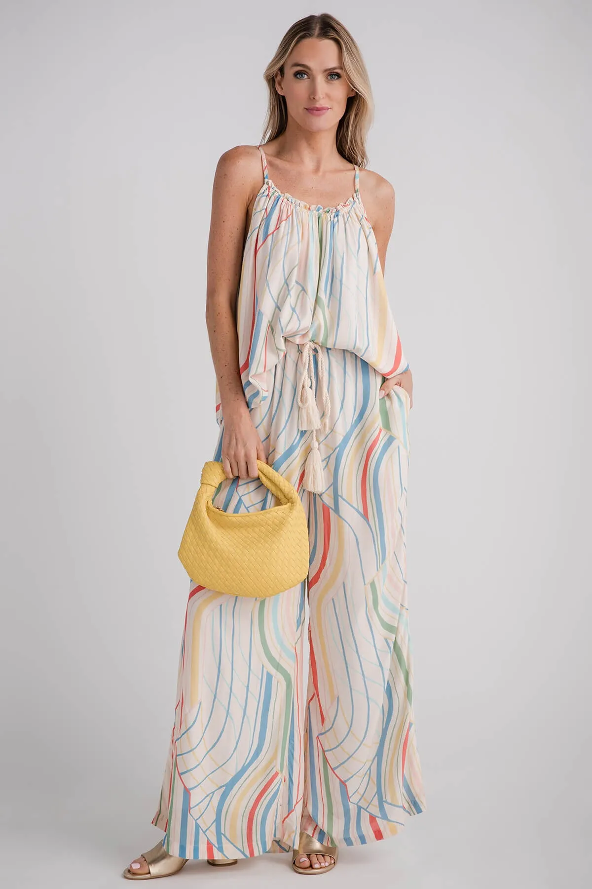 Elan Smocked Waist Printed Beach Pants