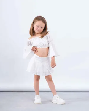 Embroidered Off-Shoulder Crop Top