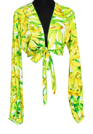 Euphoria - Secret Garden Cropped Blouse (Neon Green)