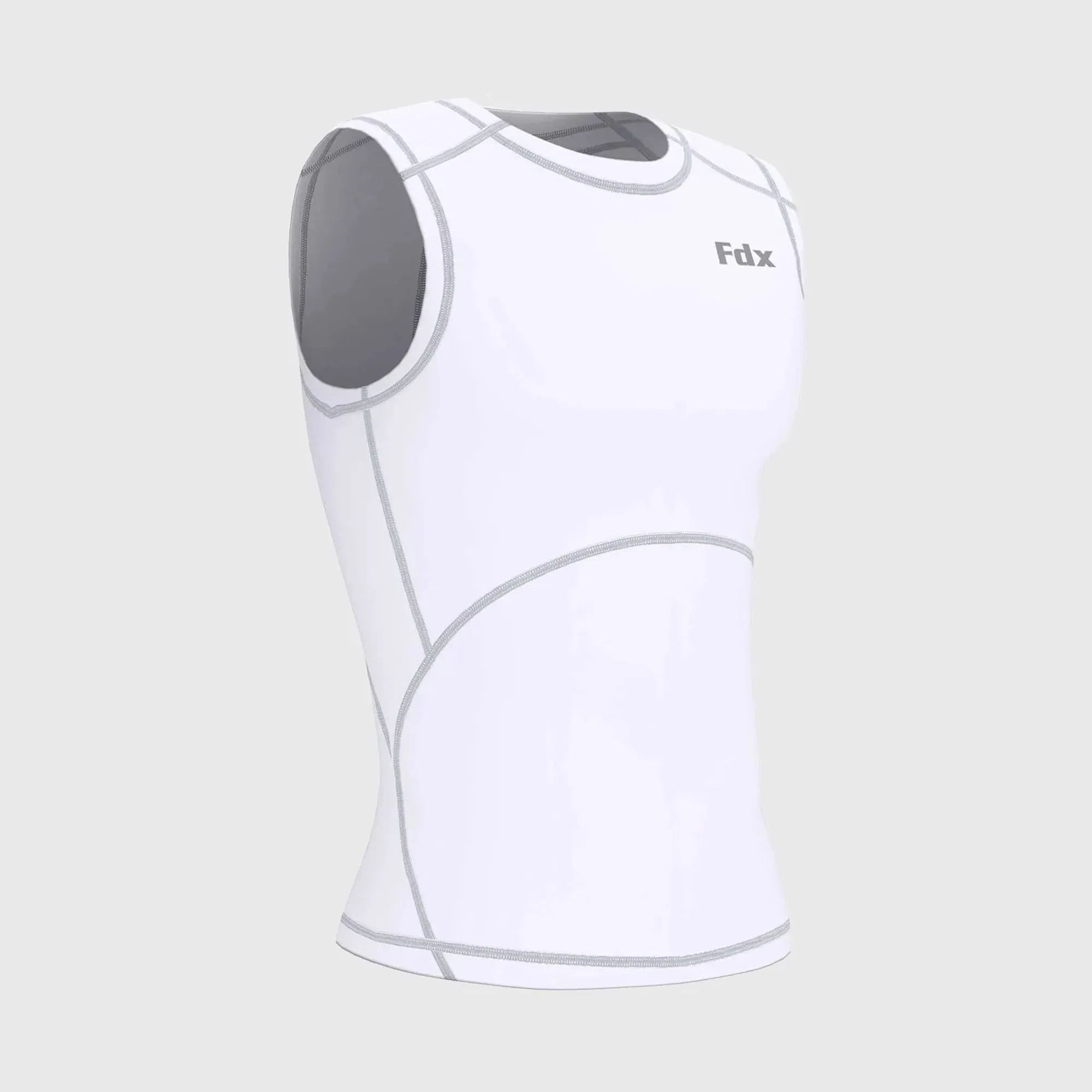 Fdx Luniron White Men's Sleeveless Summer Base Layer Shirt