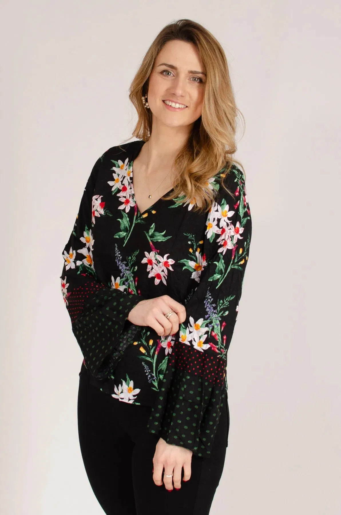 Floral Bell Sleeve Blouse