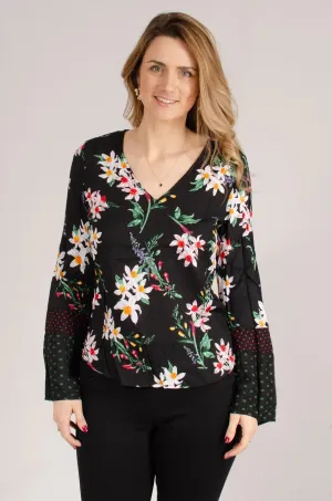 Floral Bell Sleeve Blouse