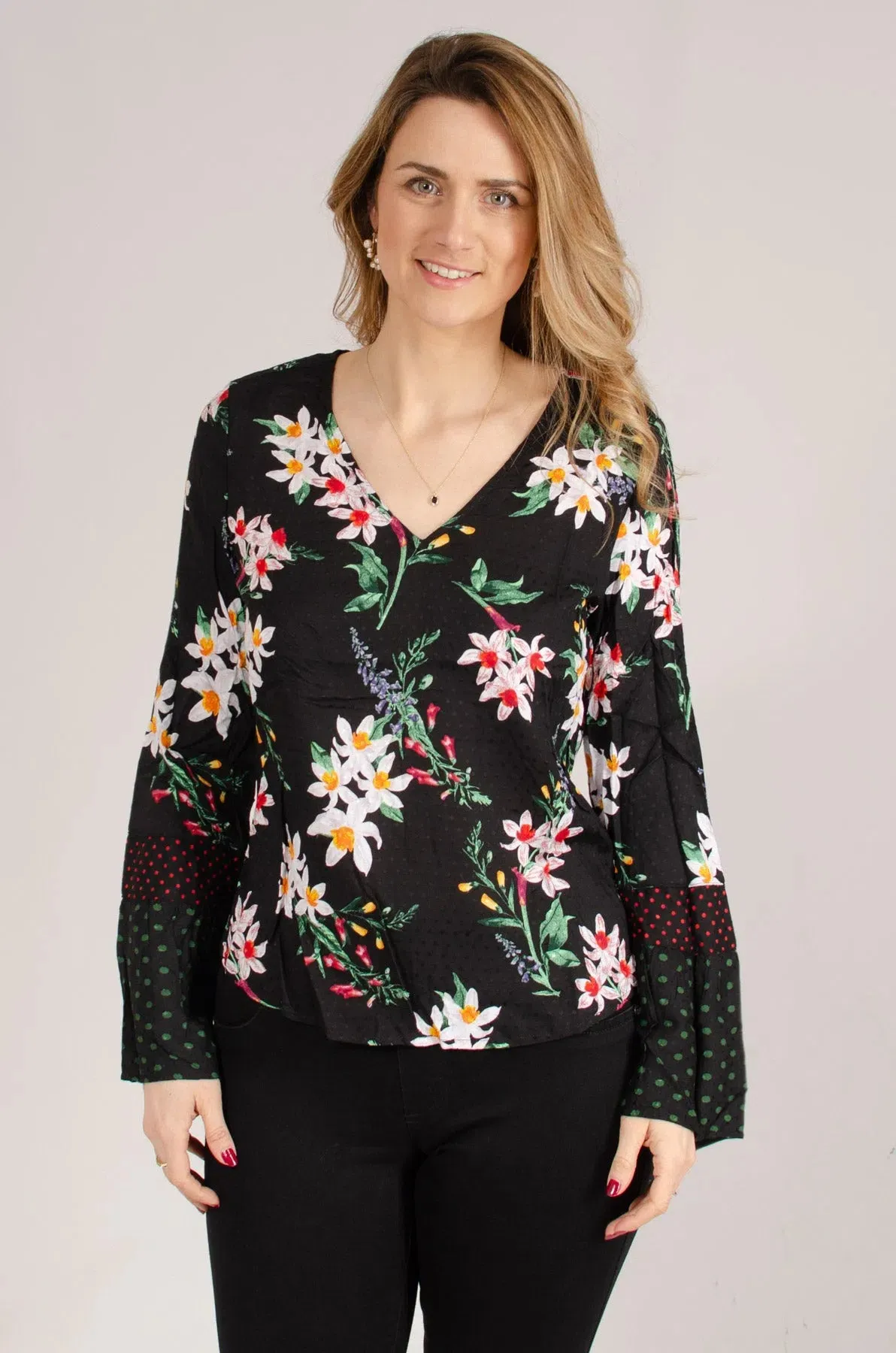 Floral Bell Sleeve Blouse
