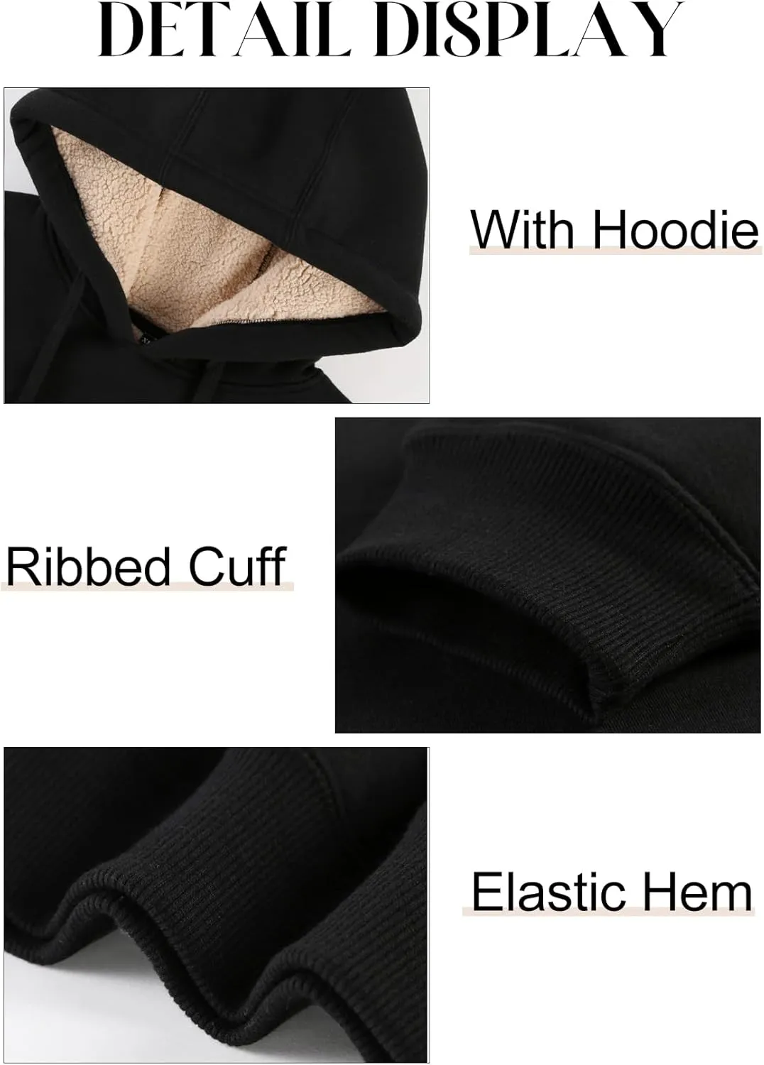 Flygo Men's Winter Warm Sherpa Lined Crewneck Sweatshirt Fleece Pullover Tops