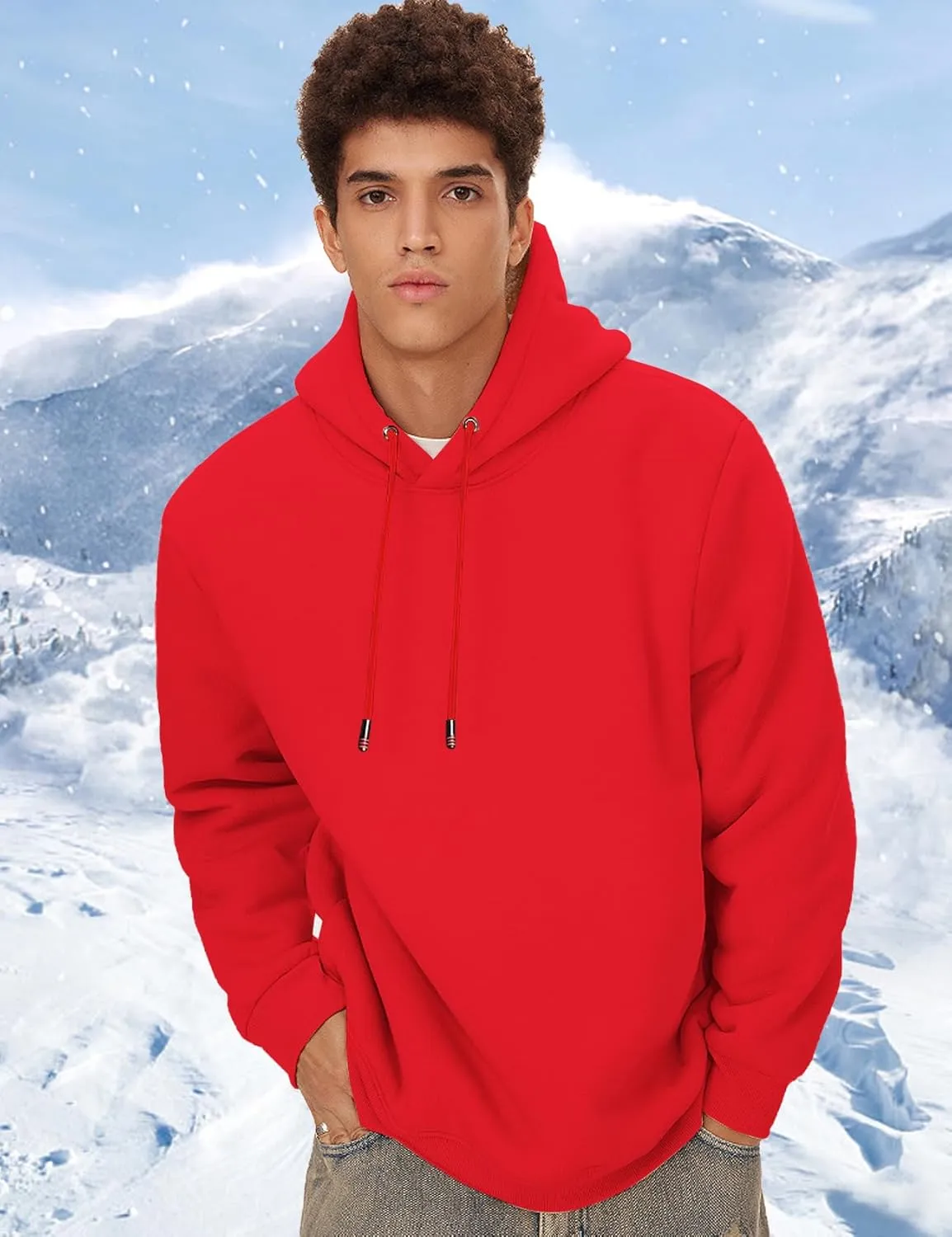 Flygo Men's Winter Warm Sherpa Lined Crewneck Sweatshirt Fleece Pullover Tops