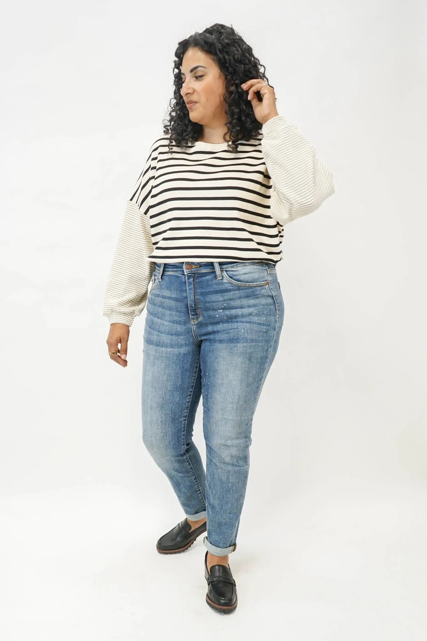 Gabrielle Striped Long Sleeve Top
