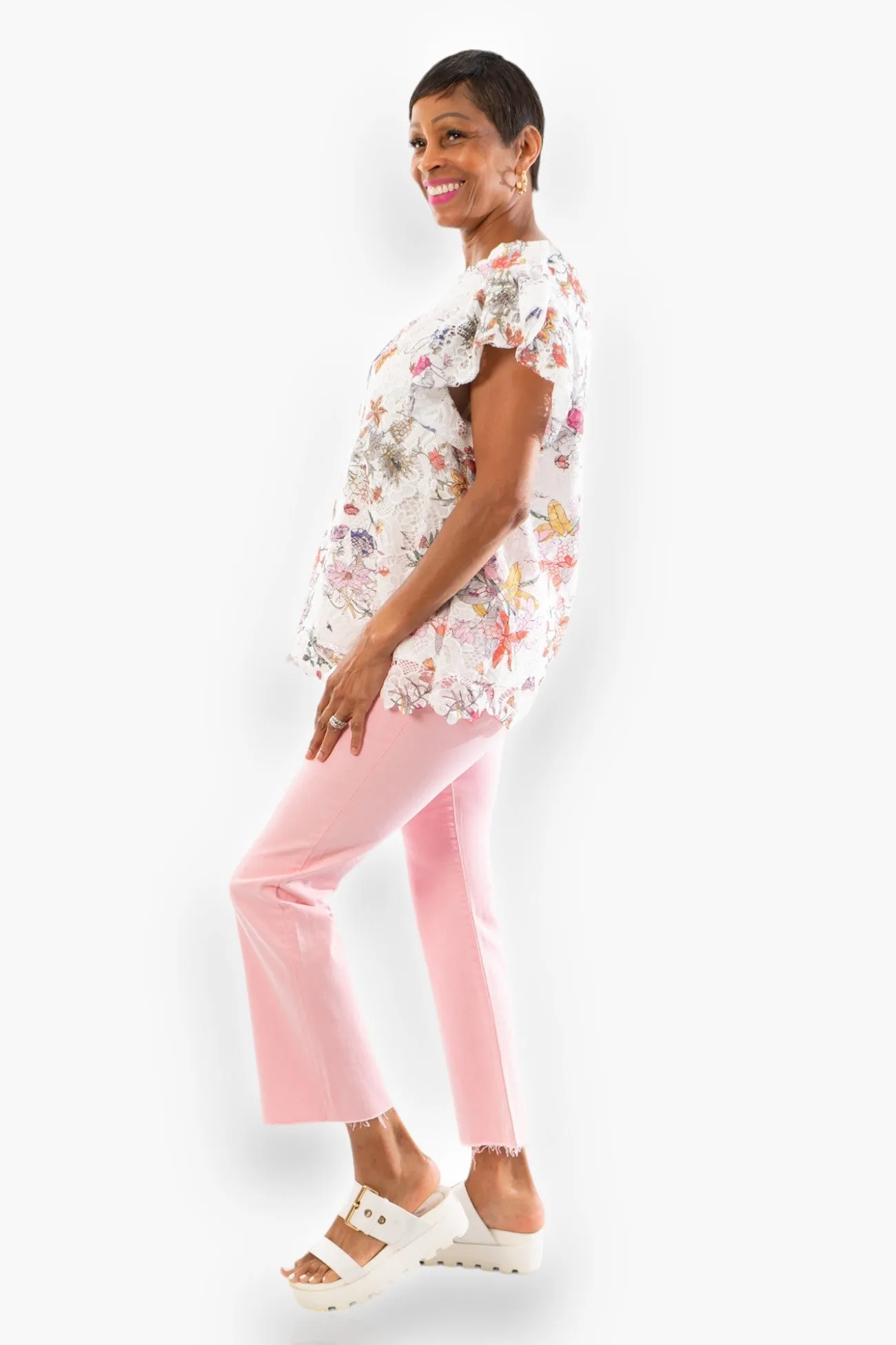 Garden Lace Floral Off White Top