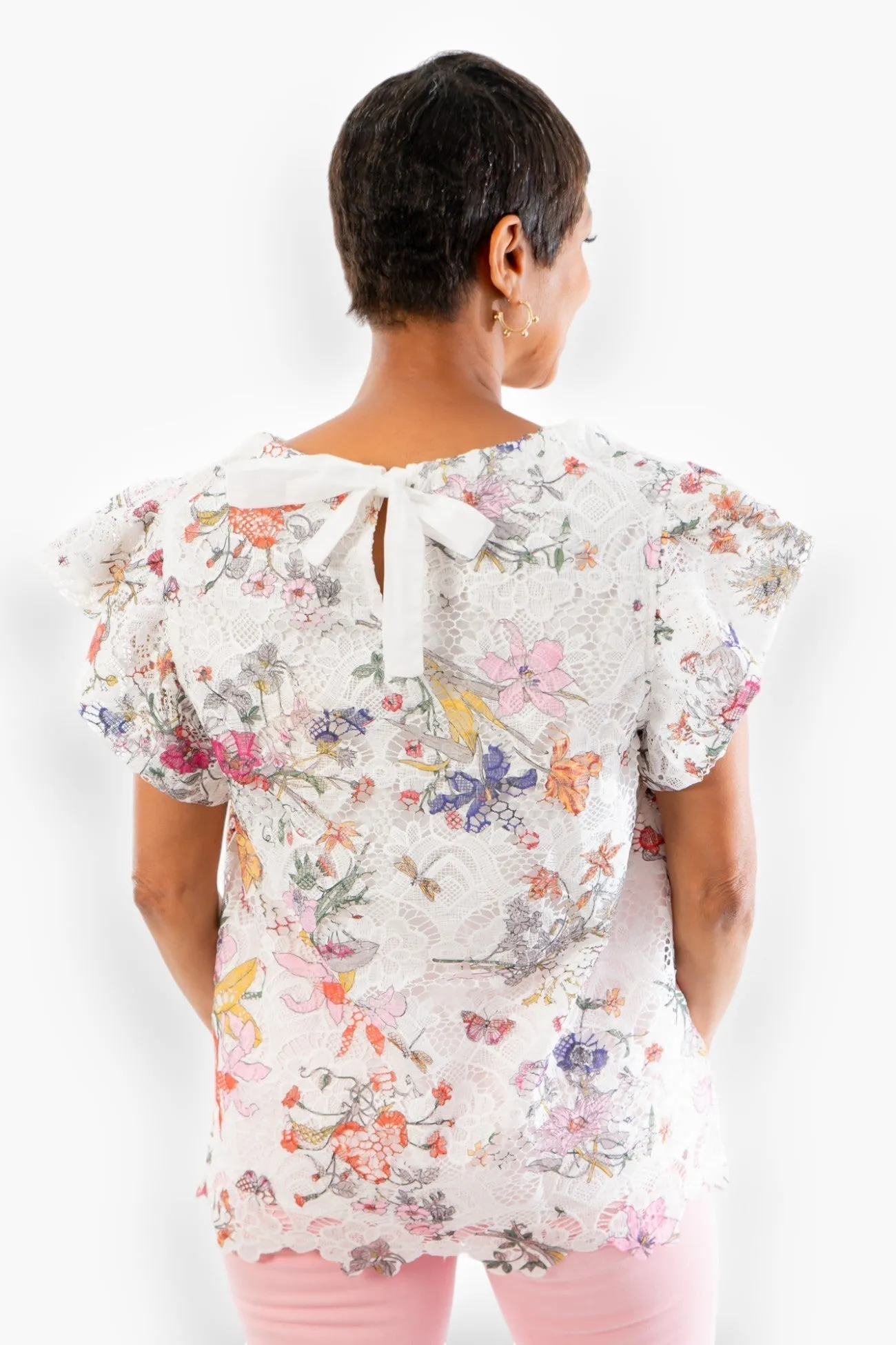Garden Lace Floral Off White Top