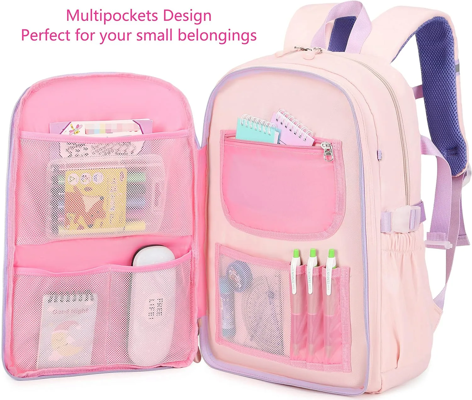 Gazigo Girls Backpack with Lunch Box Elementary School Kids Bookbag Set Cute Bunny Backpack for Girls Kindergarten Primary Kawaii Toddler Knapsack(Lunch Bag Sets Pink)