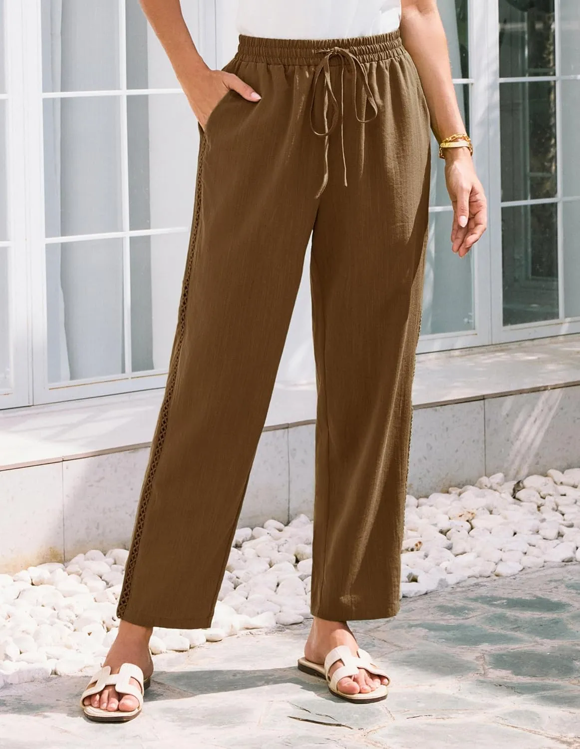 GRACE KARIN Womens Casual Lightweight Drawstring Pants Elastic Waist Pants with Pockets