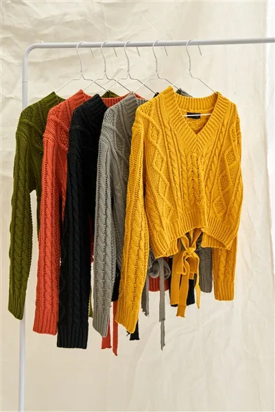 Grey Self-Tie Open Back Cropped Sweater