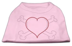 Heart and Crossbones Rhinestone Shirts Light Pink XS (8)