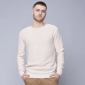 HEDGE MEN'S TEXTURED ROLL NECK SWEATER - ECRU