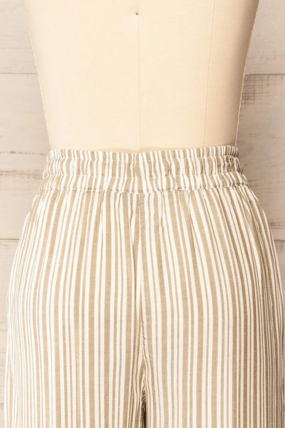 Ilsan | Sage & White Striped Pants