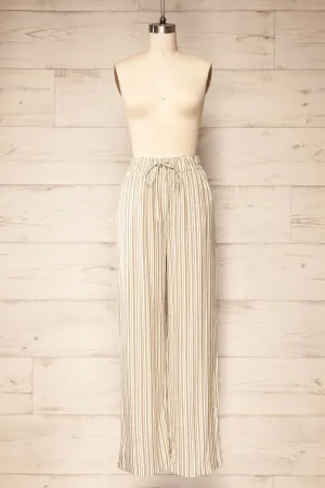 Ilsan | Sage & White Striped Pants