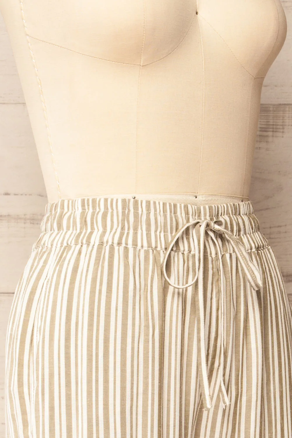 Ilsan | Sage & White Striped Pants