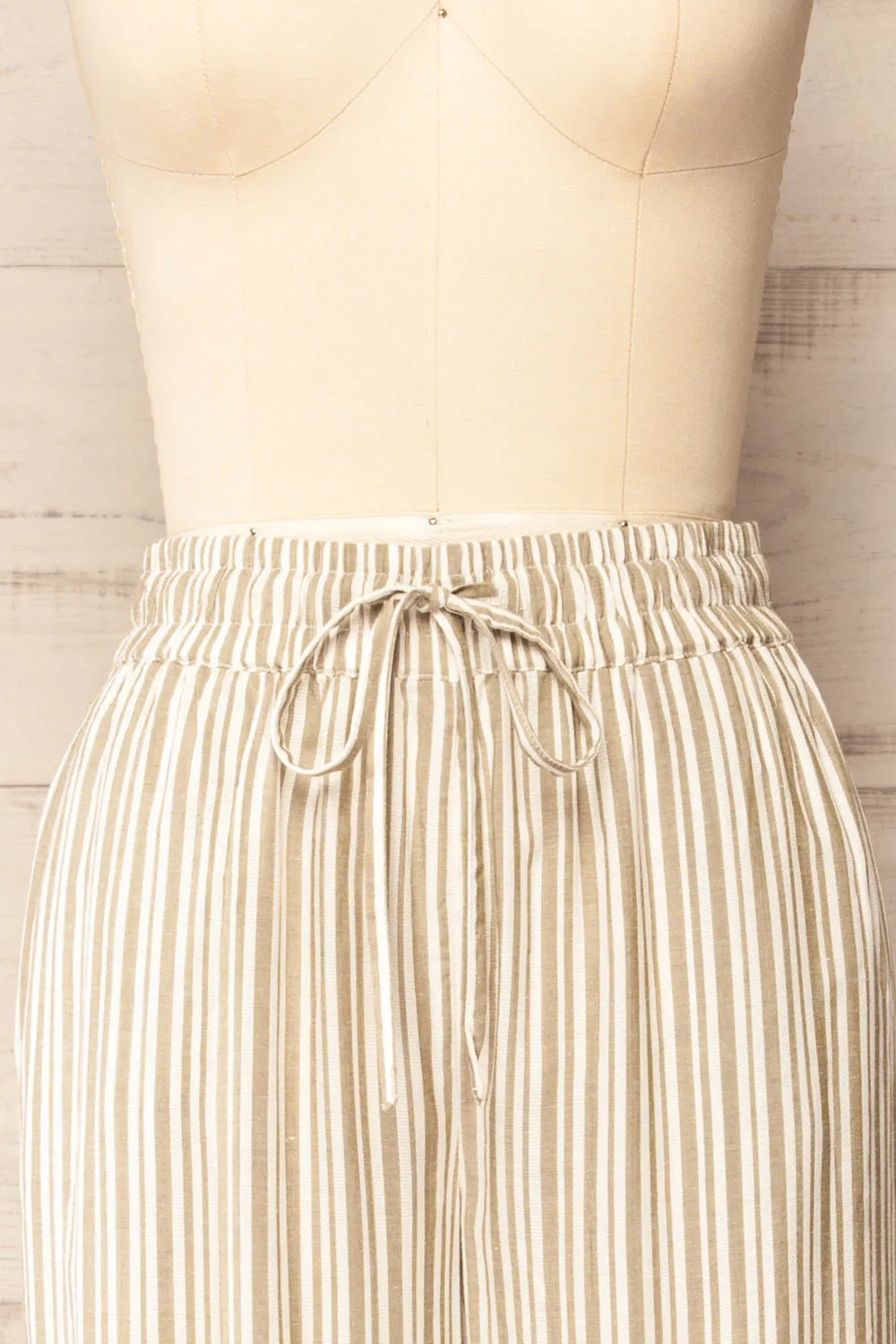 Ilsan | Sage & White Striped Pants