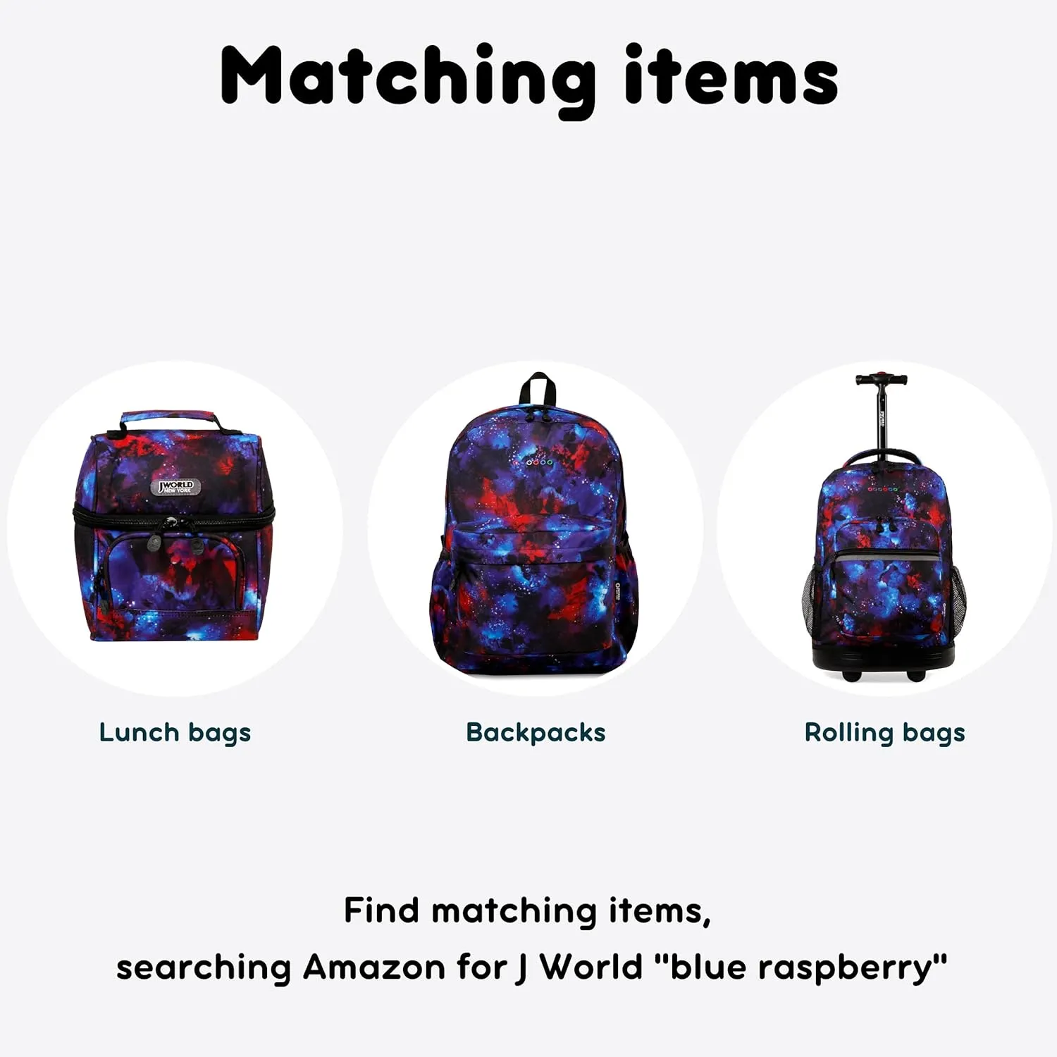J World Corey Kids Bag. Insulated Lunch-Box for Women, Blue Raspberry