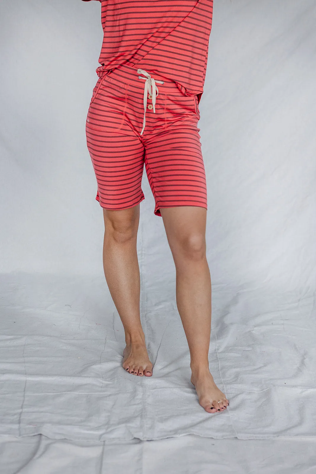 JAM SHORTS SET | Hibiscus/Fired Brick Stripe