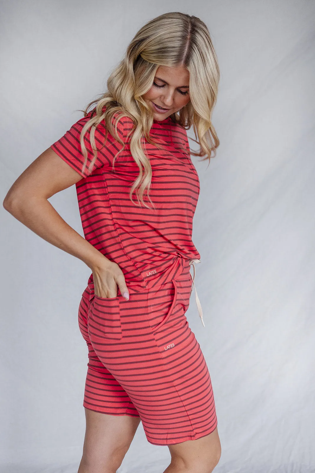 JAM SHORTS SET | Hibiscus/Fired Brick Stripe