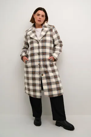 Kaffe Curve Salina Coat in Grey Check