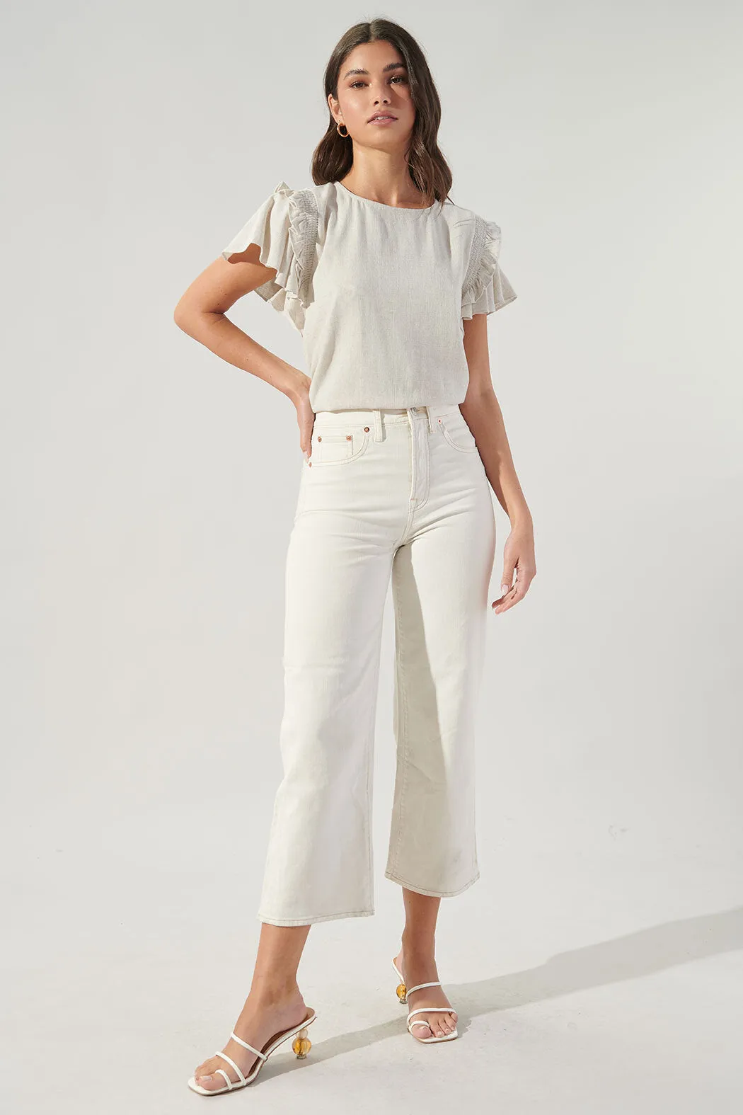 Kimberly Linen Ruffle Top