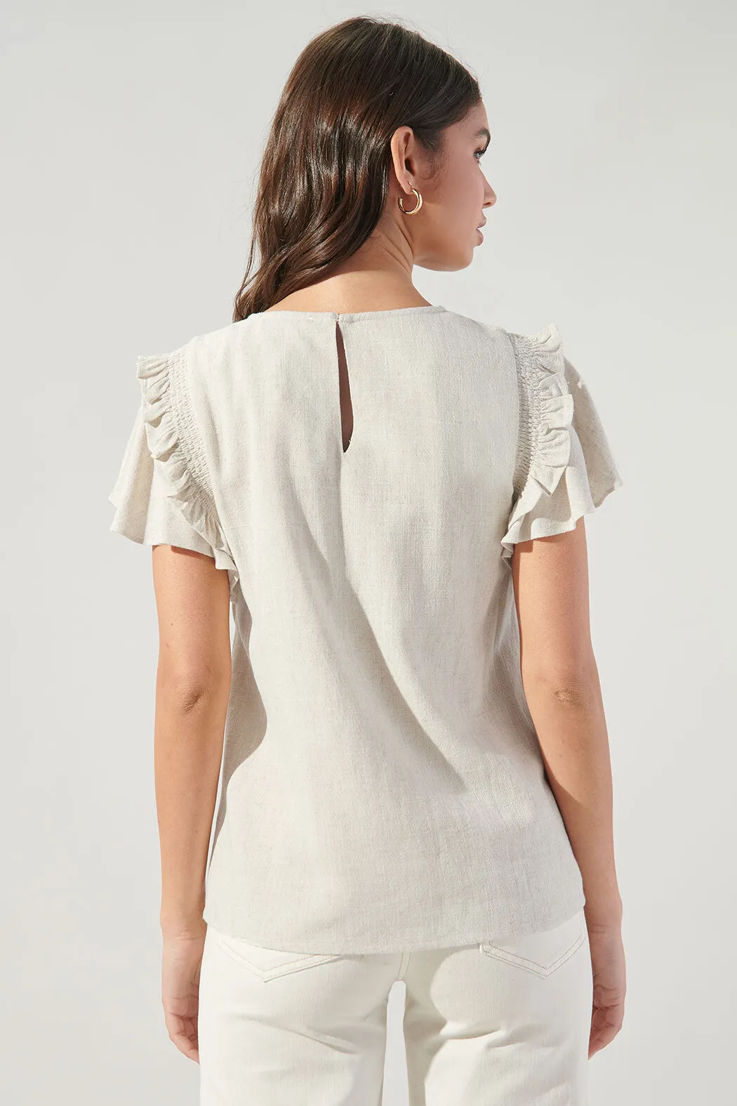Kimberly Linen Ruffle Top