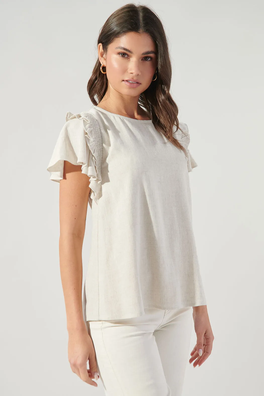 Kimberly Linen Ruffle Top