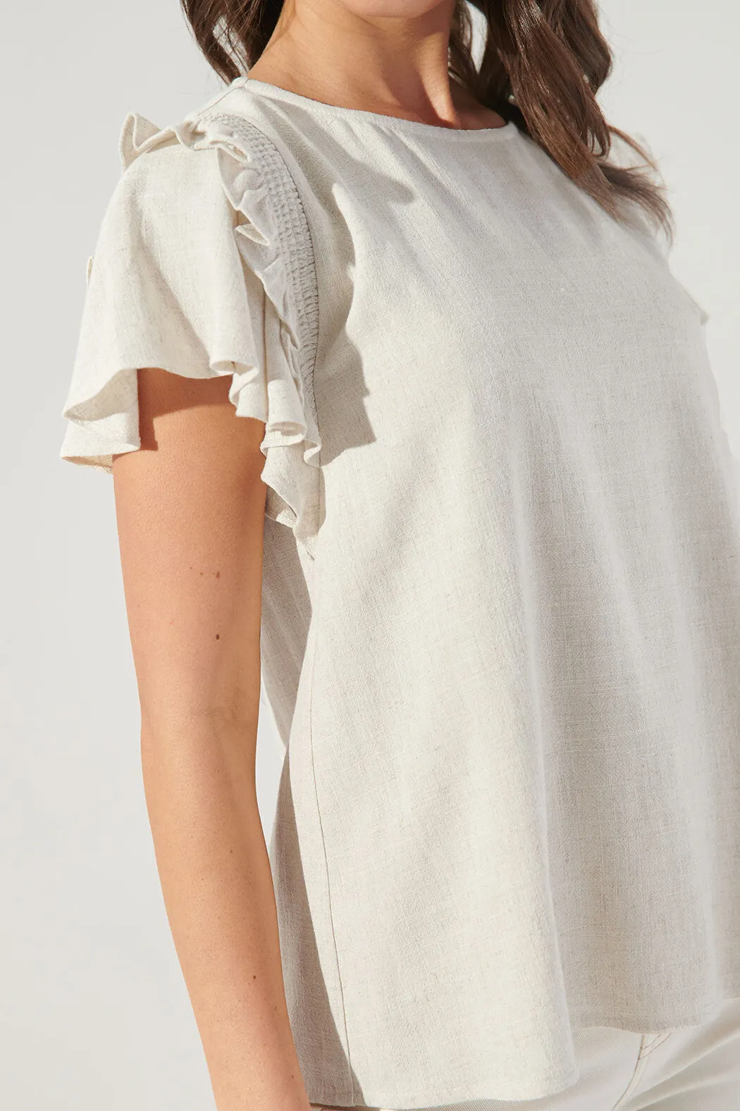 Kimberly Linen Ruffle Top