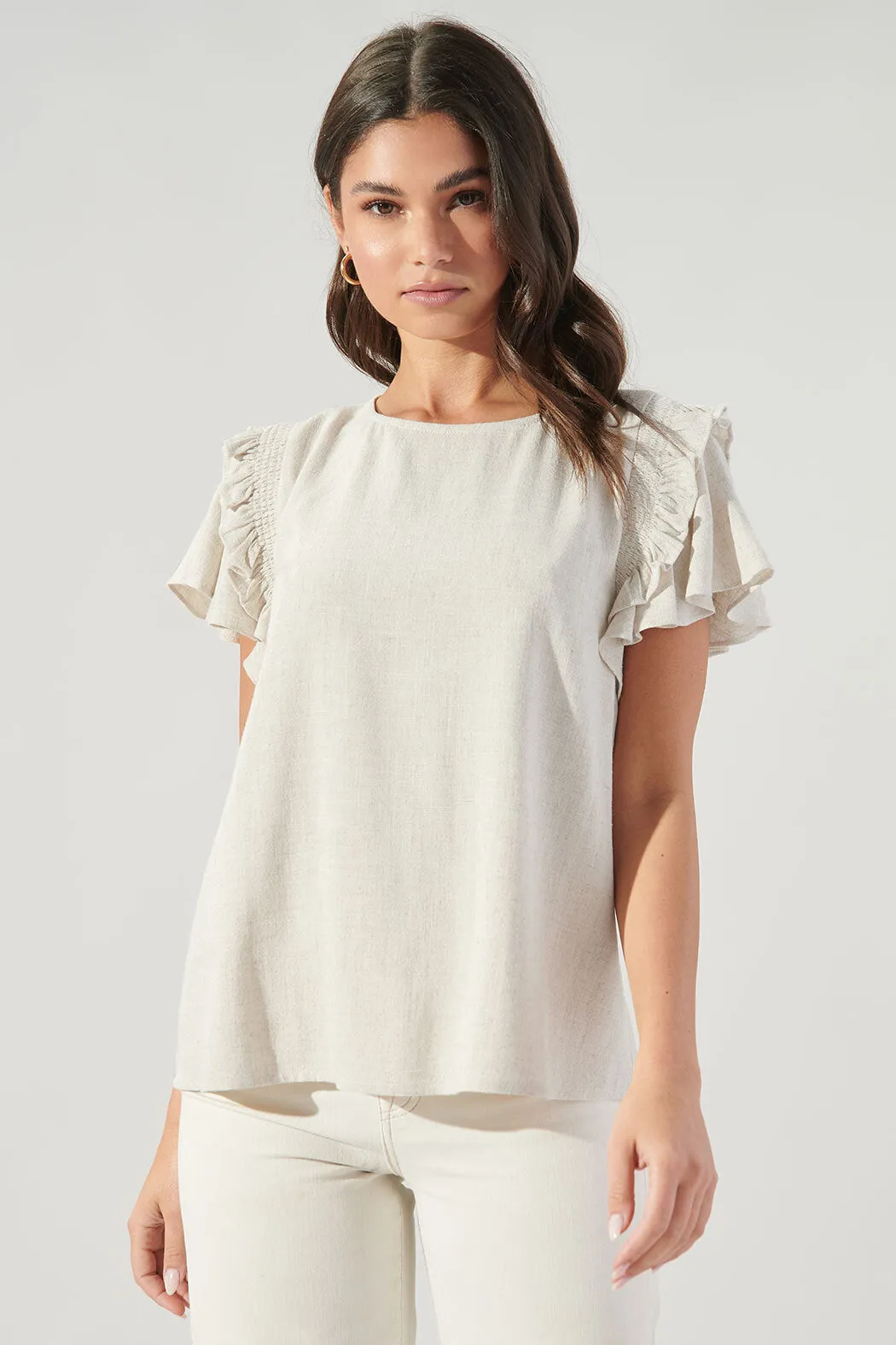 Kimberly Linen Ruffle Top
