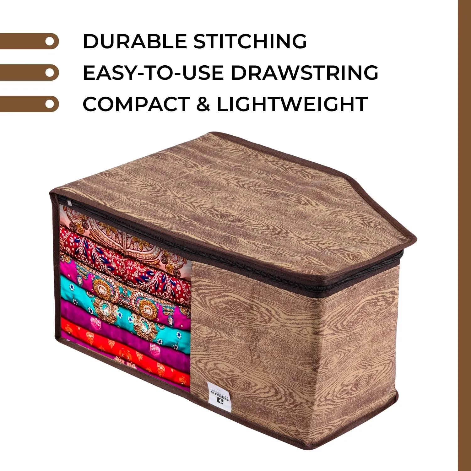 Kuber Industries Blouse Cover | Clothes Storage Bag | Zipper Wardrobe Organizers | Non-Woven Clothes Organiser | Plain Blouse Bag | Pack of 9 | Brown