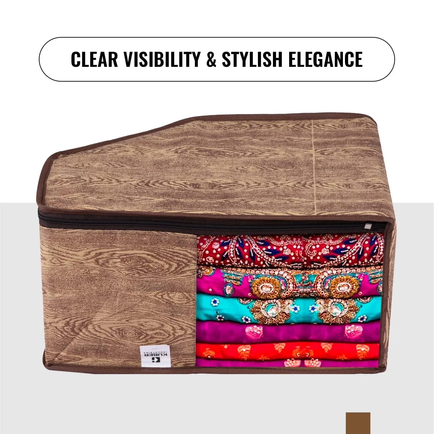 Kuber Industries Blouse Cover | Clothes Storage Bag | Zipper Wardrobe Organizers | Non-Woven Clothes Organiser | Plain Blouse Bag | Pack of 9 | Brown
