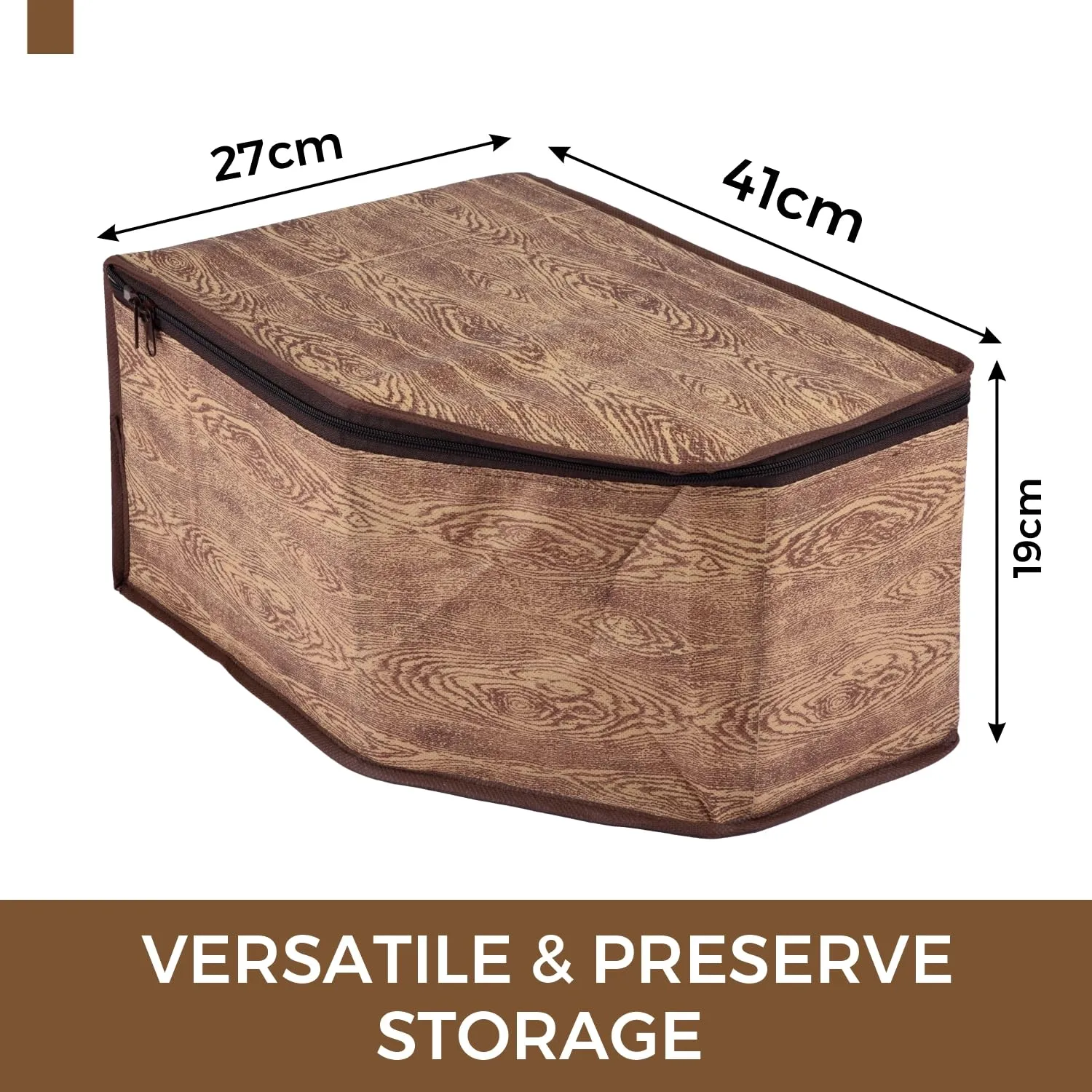 Kuber Industries Blouse Cover | Clothes Storage Bag | Zipper Wardrobe Organizers | Non-Woven Clothes Organiser | Plain Blouse Bag | Pack of 9 | Brown
