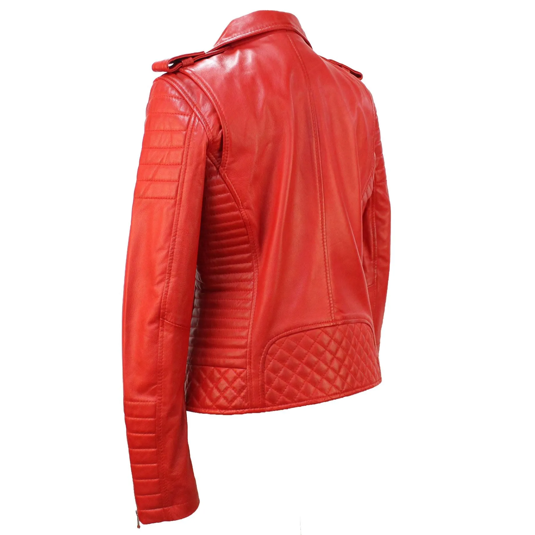 Ladies Classic Biker Style Red Napa Leather 2260
