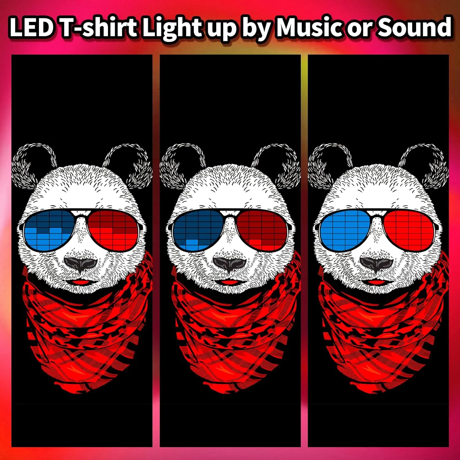 LED T Shirt Sound Activated Glow Shirts Light Up Equalizer Clothes for Party