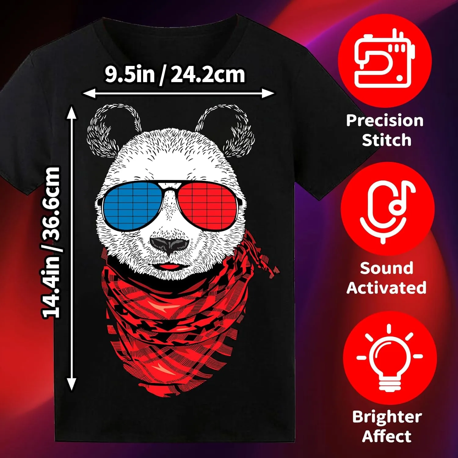 LED T Shirt Sound Activated Glow Shirts Light Up Equalizer Clothes for Party